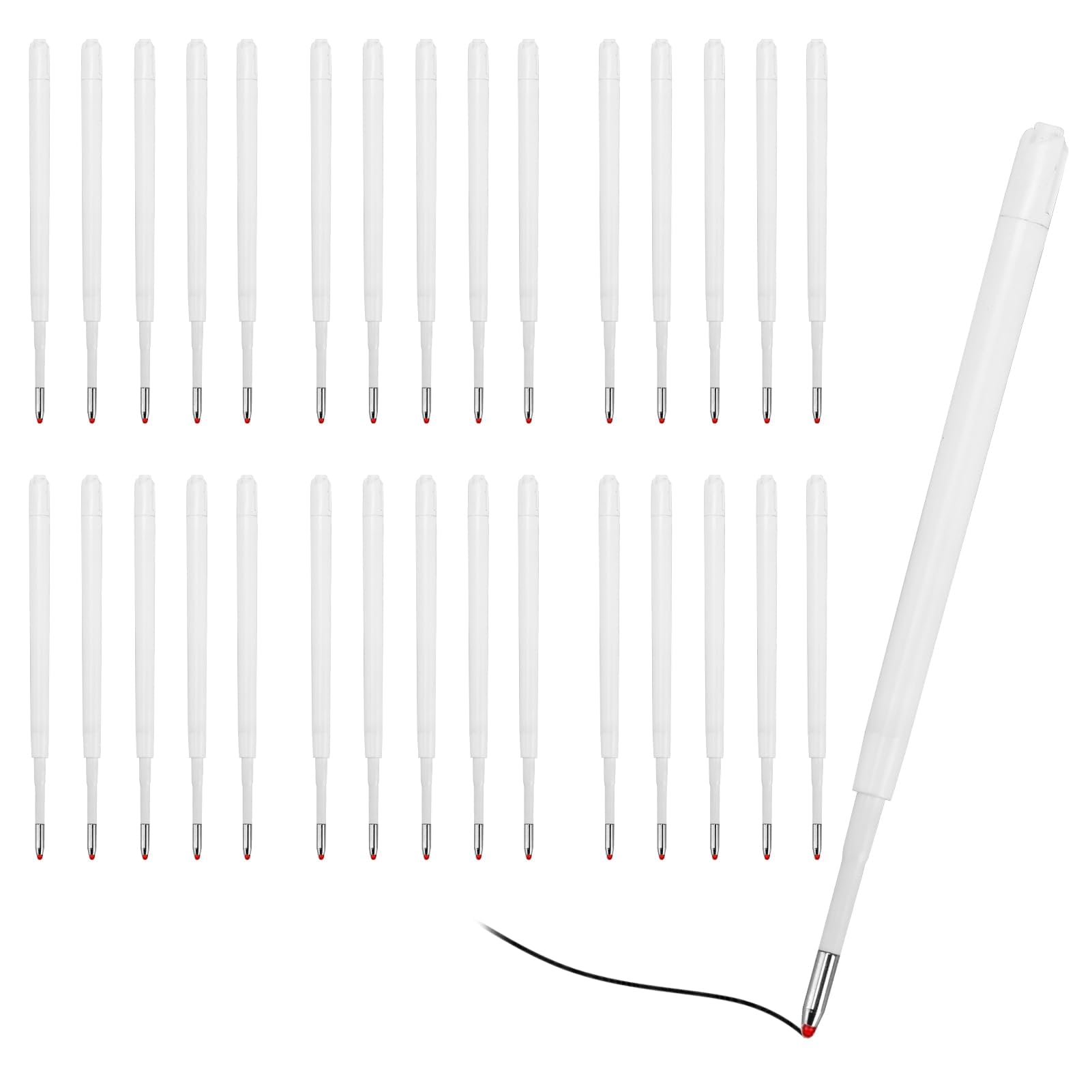 30 Pcs Ballpoint Pen Refills, Replaceable Retractable Black Ink Ballpoint Pens Refill for Rollerball Pen Compatible with Most Refills, Smooth Writing Medium Point Pens Office School Supplies