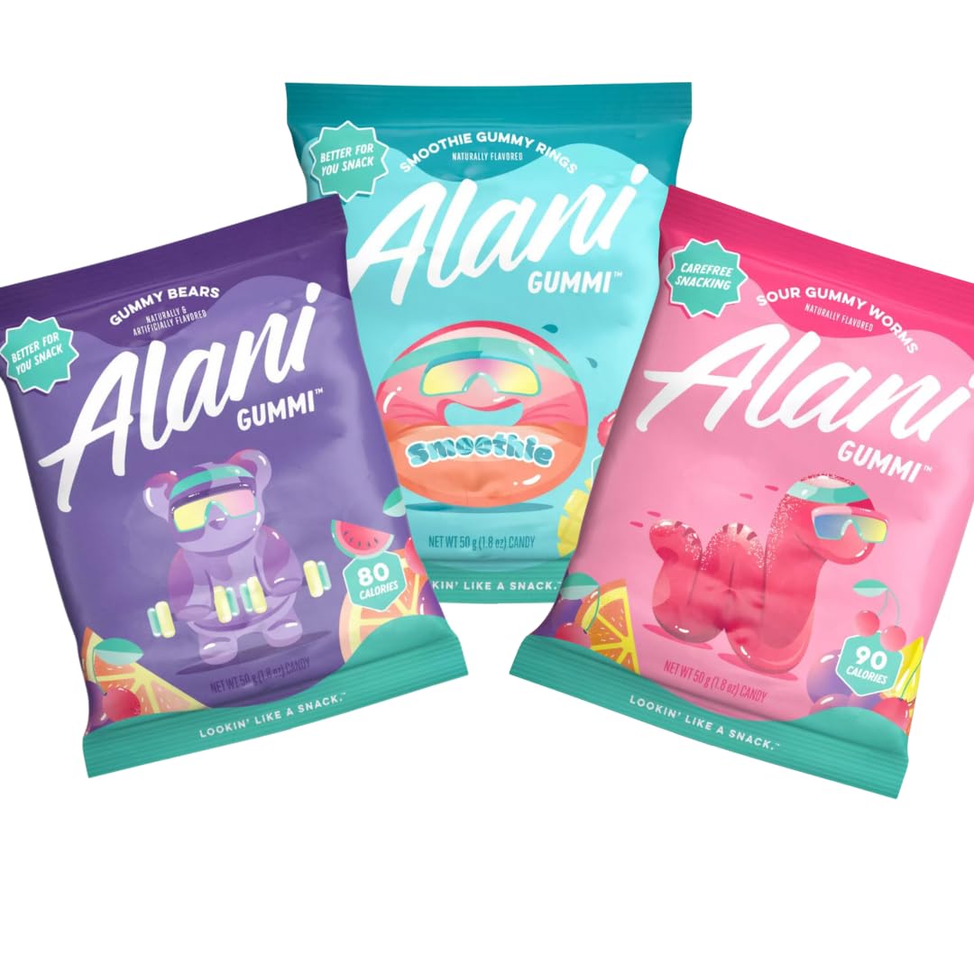 Photo 1 of ***NON REFUNDABLE******(EXP:SEP, 16th, 2026 )NONREFUNDABLE***Alani Nu Sour Gummy Worms, Gummy Bears, Smoothie Gummy Rings Variety 3 pack