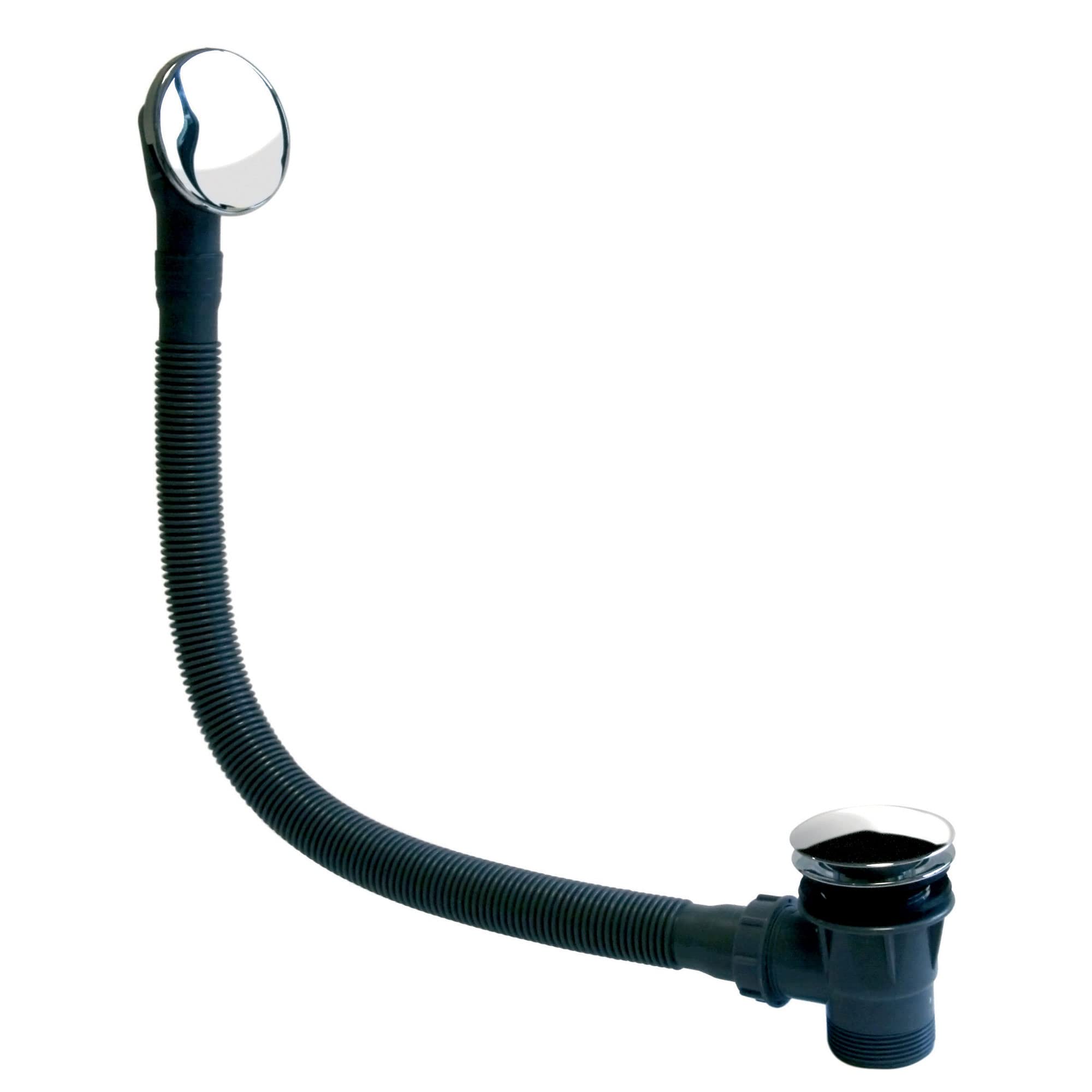 Go Bathrooms Chrome Bath Waste Overflow Bath Drain with Pop Up Bath Plug Click Clack Waste and Overflow Drain Kit