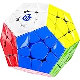 Bukefuno GAN Megaminx MagLev UV V2 Coated-Black Magnetic Magic Cube Puzzle | Megaminx Pentagonal Speed Cube Stickerless Black Base 119g 15&deg; auto-align 120 magnets concave arc colors GES easy tuning