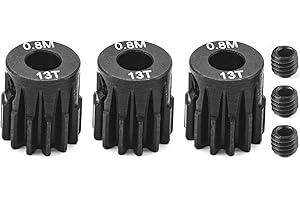 FRAIZOE RC 3-Pack Steel Metal 0.8M 5mm Pinion Motor Gear Sets 13T Compatible with HPI Kyosho Losi Axial Tamiya 1/8 1/10 RC Car Monster Truck Buggy, 0.8 Module Gear for Traxxsa Arrma