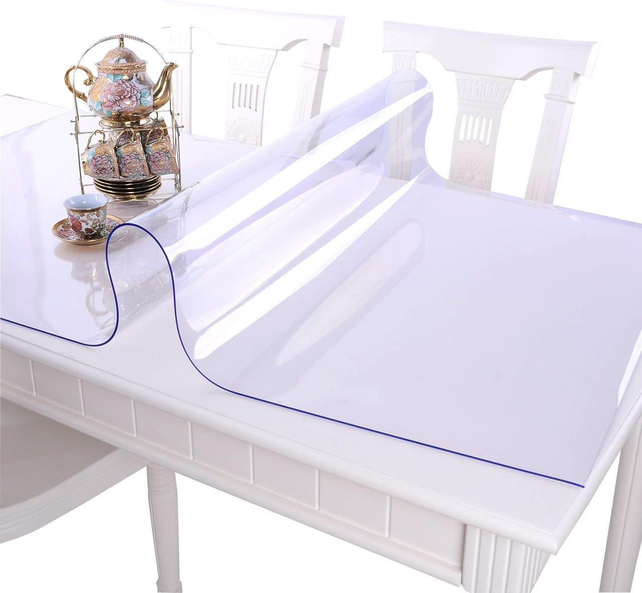 VITA FELICE PVC Table Protector Clear Plastic Waterproof Table Cover for Dining Table Heavy Duty Wipe Clean Transparent Mat,Tablecloth for Worktop Kitchen Restaurant Party Events (100x150 cm) - Image 3