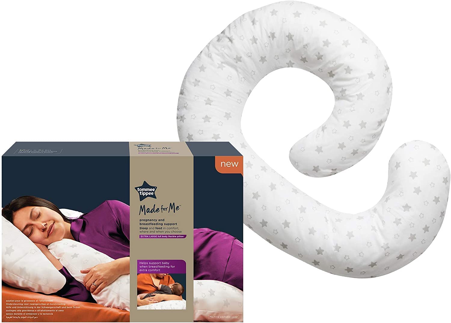 Tommee Tippee, Made for Me Pregnancy and Breastfeeding Pillow Support, White, 1 Count (Pack of 1), 423597