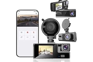 GECAU Dash Cam WiFi FHD 1080P Car Camera, Front and Inside Dash Camera for Cars, Mini Dashcams with Night Vision, 24 Hours Parking Mode, WDR, Loop Recording, G-Sensor, APP