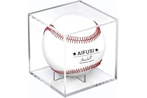 AIFUSI Baseball Display Case, UV Protected Acrylic Cube Baseball Holder Square Clear Box Memorabilia Display & Storage Sports Official Baseball Display Case - Autograph Display - Fits Official Size Ball