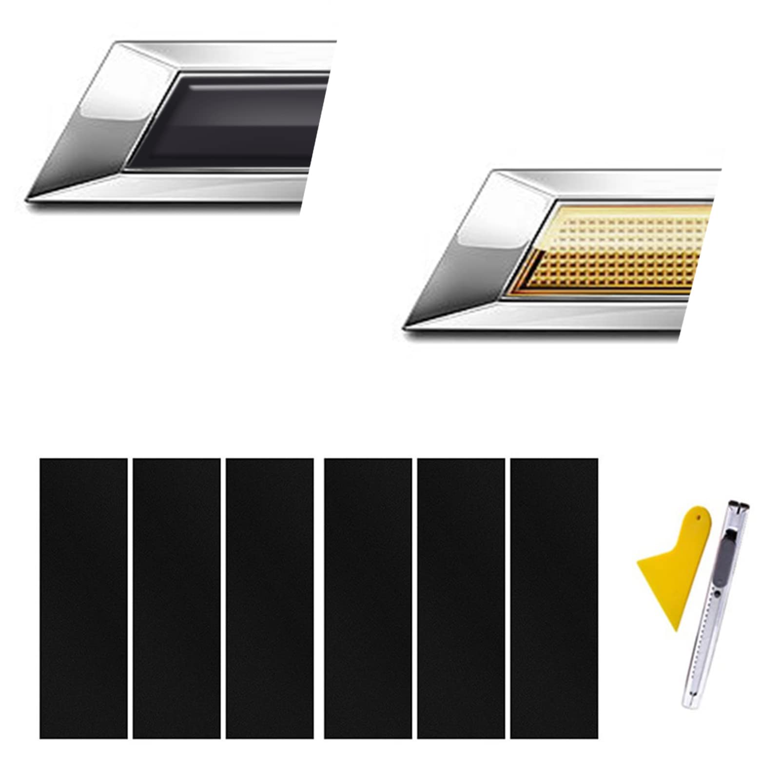 Photo 1 of LANZMYAN Compatible with Bowtie Logo Wrap Stickers Cut-Your-Own Emblem Overlay DIY Decals for Chevy 6PCS Matte Black