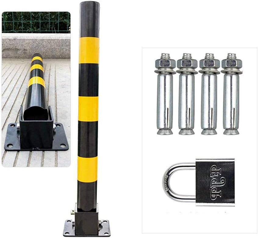 ZLLZM Parking Barrier,Foldable Lockable Anti-Pressure Parking Obstacle Detachable, Parking Post Folding with 4 Screw,600 × 110 × 130Mm