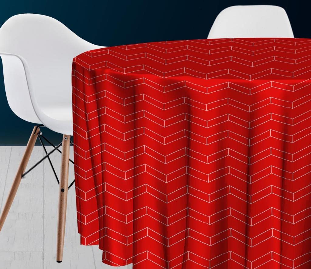 Soleil d'ocre Space Tablecloth, Polyester, Red, Diameter 180 cm