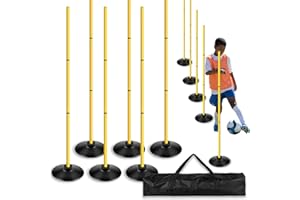 AKABIKE Agility Training Poles Set (Rubber Base with 3.3ft/1m to 4.9ft/1.5m Poles)