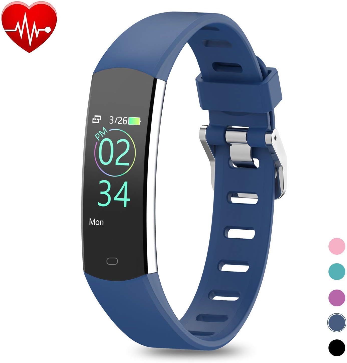 BingoFit Kids Fitness Tracker, Slim Sports Activity Tracker with Heart Rate Monitor Waterproof Pedometer Watch with Sleep Monitor, Step Counter, Calorie Counter GPS Sports Watch for Women Men Kids