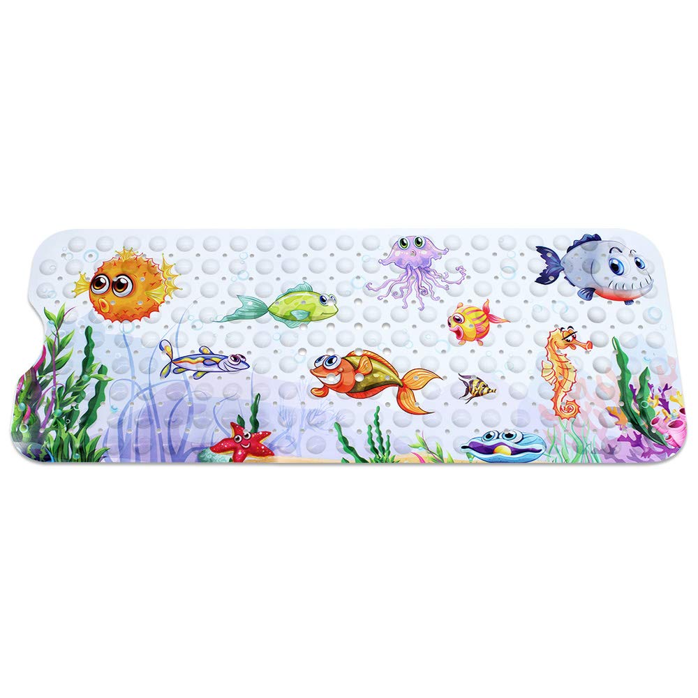 Gearific Kids Cartoon Bath Mats, Non Slip Bathtub Mat with Suction Cup for Children, Extra Long Baby Shower Mat -100x40cm