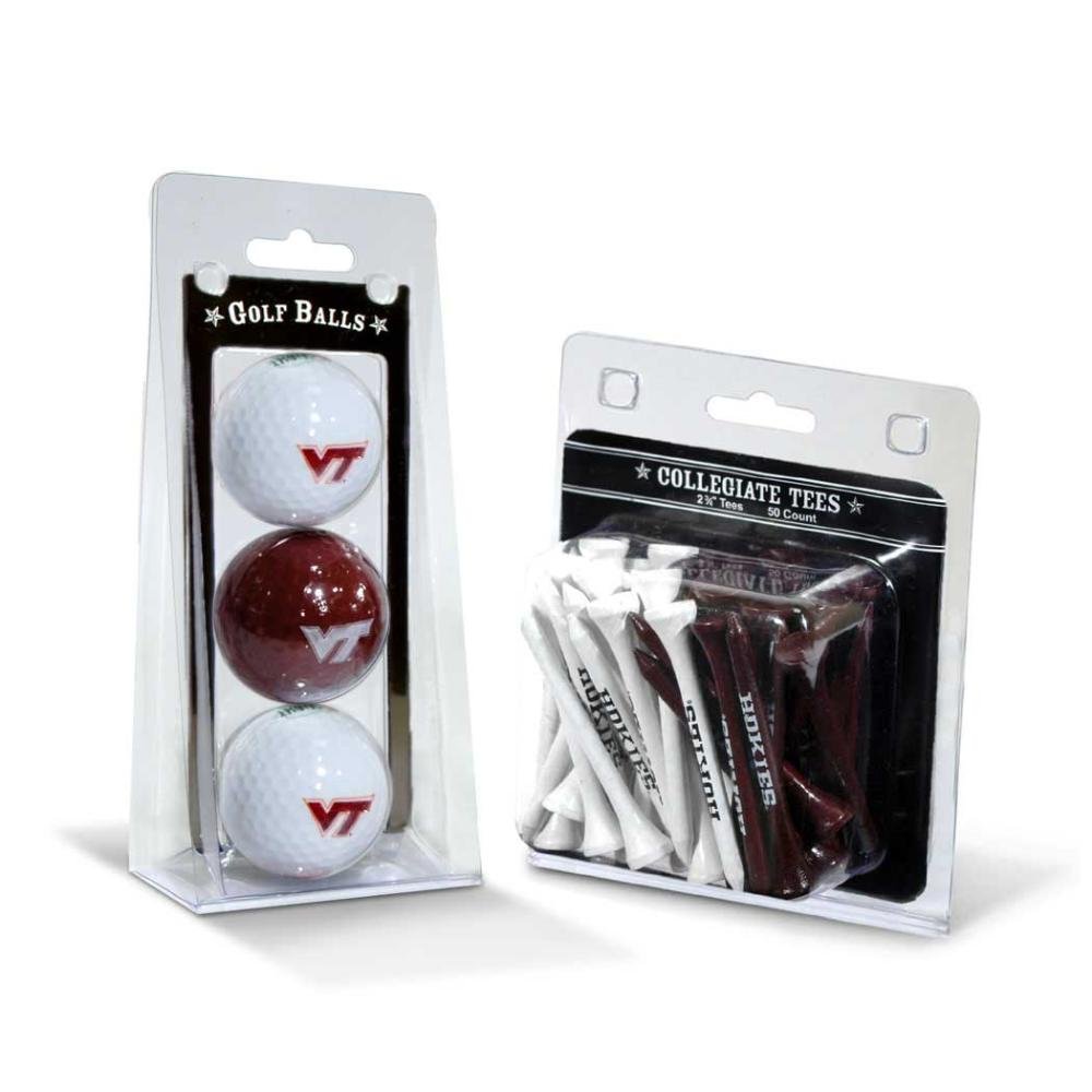 Team Golf NCAA Virginia Tech Hokies Logo Imprinted Golf Balls (3 Count) & 2-3/4" Regulation Golf Tees (50 Count), Multi Colored