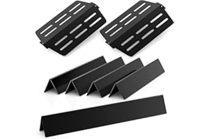 Rushare 17.5'' Flavorizer Bars and Heat Deflectors Replacement for Weber Genesis 300 Series, Genesis E/S310 E/S320 E/S330 (Front-Mounted Control), Porcelain-enameled Parts for Weber 7620, 7622, 7-Pack
