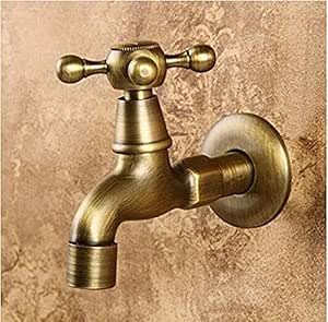 Grifo de bronce antiguo para jardín y baño cocina con acero inoxidable
