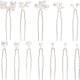 Incinkod 12 Pcs U Shaped Pearl Bridal Hair Accessories Pins, Silver Pearls for Hair, Metal Wedding Hair Pins, Hair Pearls for Wedding, Brides, Bridesmaids (Pearl, Gold)