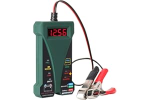 MOTOPOWER 12V Digital Battery Tester Voltmeter and Alternator Charging System Analyzer with LCD Display and LED Indication, Midnight Green Rubber Paint