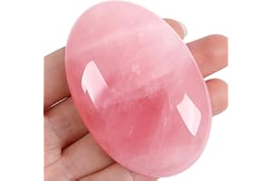 ZHIYUXI 2.4" Rose Quartz Crystals Healing Crystals Pink Gemstones Rose Quartz Crystal Decor Worry Stone Pink Quartz Reiki Therapy Polished Stones Palm Stone Mediation Gifts 1PC