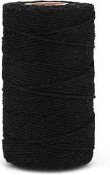 G2PLUS Black Cotton String Twine 100M 2mm Gift Wrapping Craft Cord