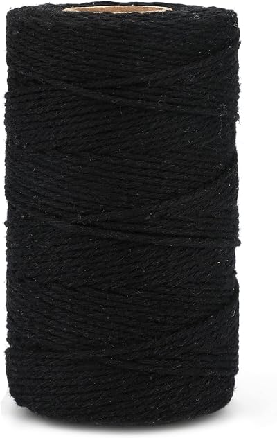 G2PLUS Black Cotton String Twine 100M 2mm Gift Wrapping Craft Cord