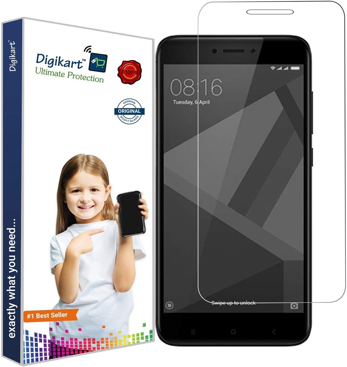 Digikart Mobile Screen Protector Transparent Tempered Glass for Redmi 4