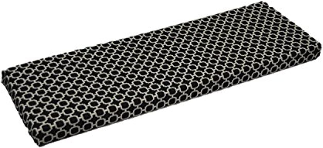 Resort Spa Home Decor Black White Geometric Hockley Print 3" Thick Foam Swing/Bench/Glider Cushion with Ties - Indoor/Outdoor - Choose Size