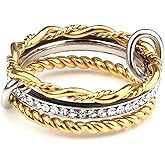 Dorriss Stackable Rings for Women Interlocking Ring Statement Rings Dainty Fashion Connected Band Thumb Ring Size 6-9 Jewelry Gift Stainless steel