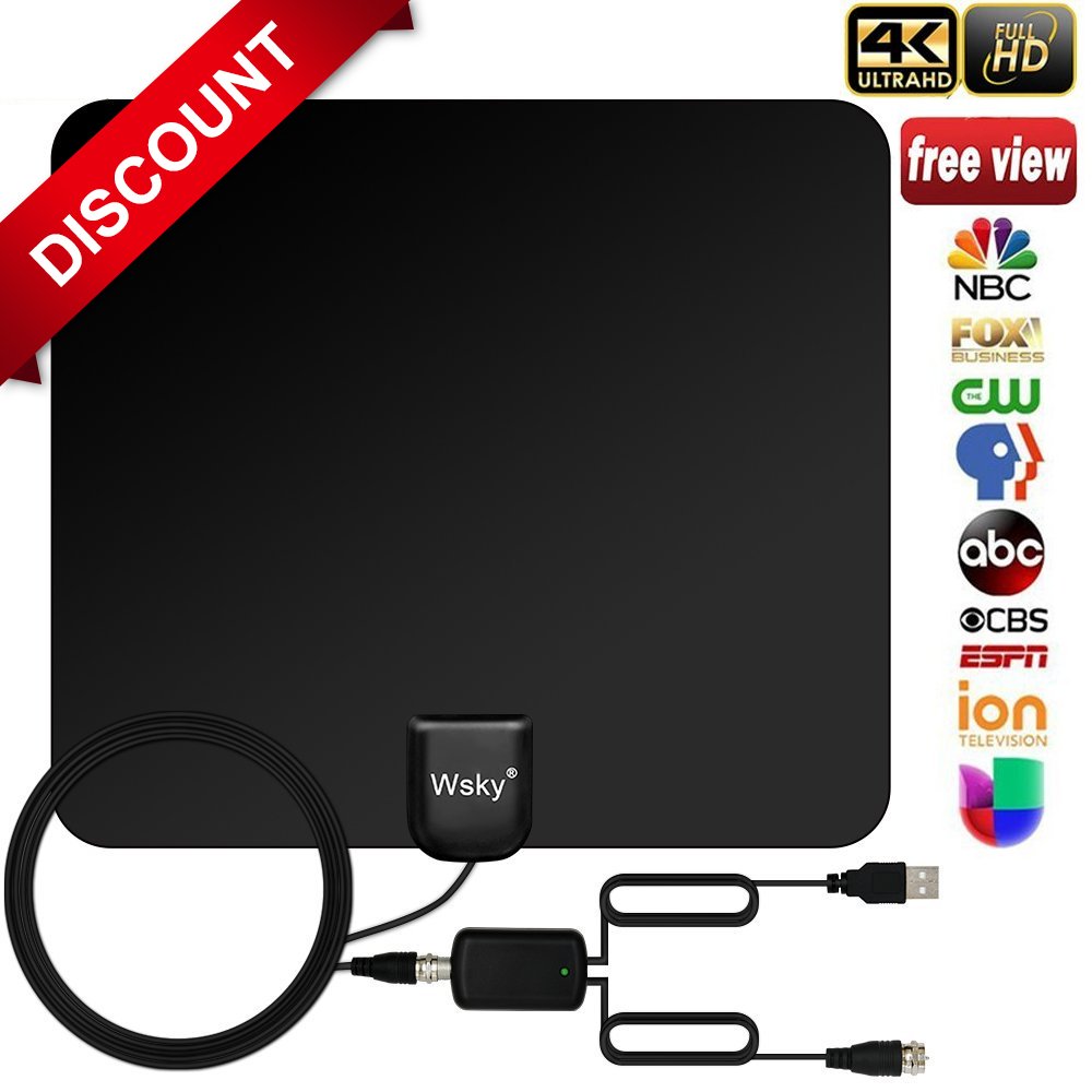 [Newest 2018] Wsky TV Antenna, 5080 Long Miles Amplified HD Digital TV