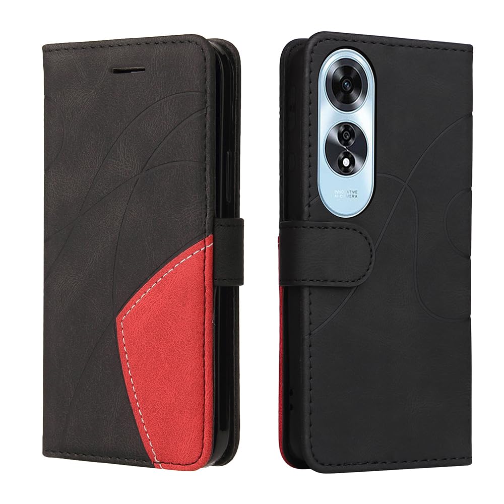XINNI Protective Phone Case for OPPO A60 4G, PU/TPU Vintage Flip Leather Shockproof Cover Magnetic Book Style Wallet, Black — image 1