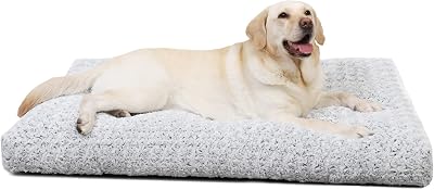 KSIIA Large Dog Bed Washable Calming Crate Mattress 90x60x8cm Grey