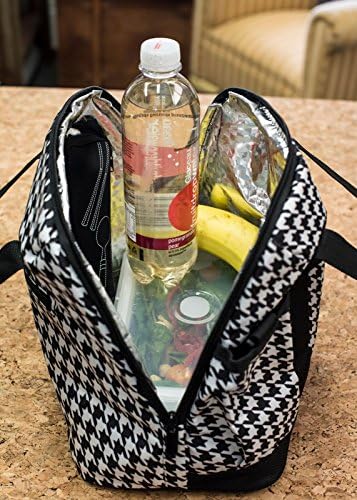 JSK Elegant Ladies Insulated Lunch Bag, Cooler Bag with Classic Dogtooth Print