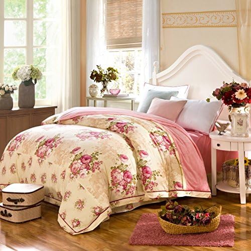 Modern Minimalist style flowers/Floral Striped 100% Cotton Quilt Cover-B 160x200cm(63x79inch)