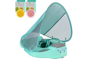 FURSARCAR 2024 Newest Mambobaby Baby Pool Float with Canopy & Tail Mambobaby Baby Swim Float Non-Inflatable Solid Baby Float Upgrade Soft Waterproof Skin-Friendly Material Infant Swim Float