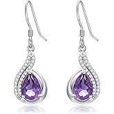 Lvoryance 1.5CT Gemstone Earrings for Women 925 Sterling Silver 6mm * 9mm Pear Cut Birthstone Drop Dangle Earrings