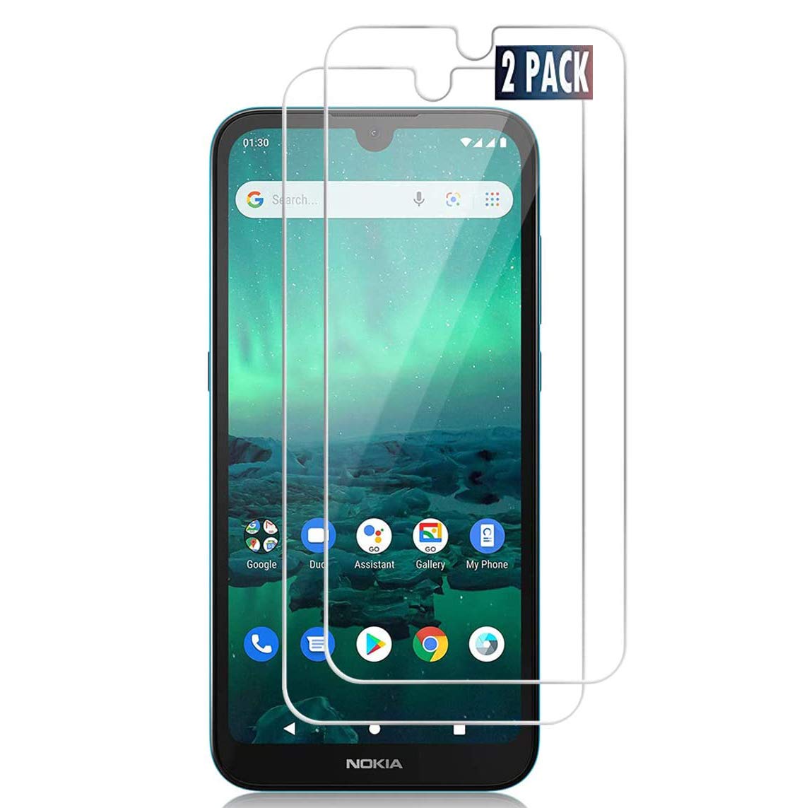 Nokia 1.3 Tempered Glass Screen Protector [2 PACK] Easy Bubble-Free Installation HD Ultra Clear shatterproof with 9H Hardness and Anti Fingerprint Oleo-phobic Coating for Nokia 1.3 (Screen Protector)