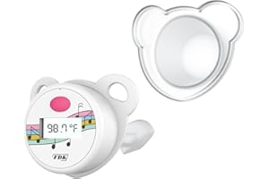 FDK Baby Pacifier Oral Thermometer, High Accuracy Digital Newborn Thermometer with LCD Display, Sick Toddler Essentials Waterproof Mouth Temperature Reader for Easy Fever Monitoring