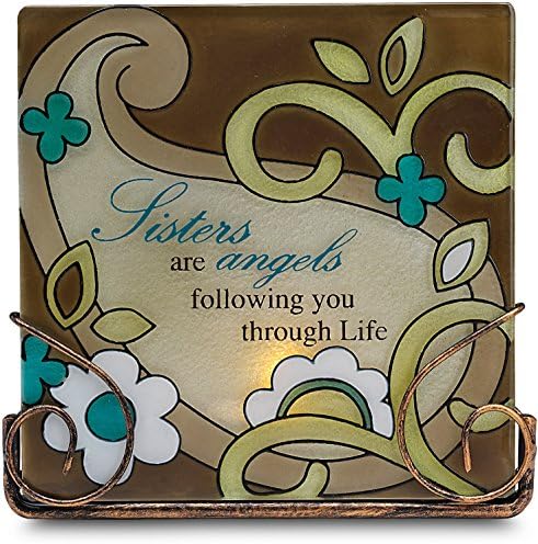 Perfectly Paisley Sister Glass Tea Light Holder by Pavilion, 5-Inch Tall, Inscription Sisters are Angels Following You Through Life