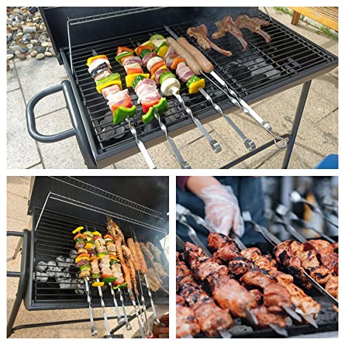 Large Size Kabob Skewers 22 inch Flat Metal BBQ Barbecue Skewer