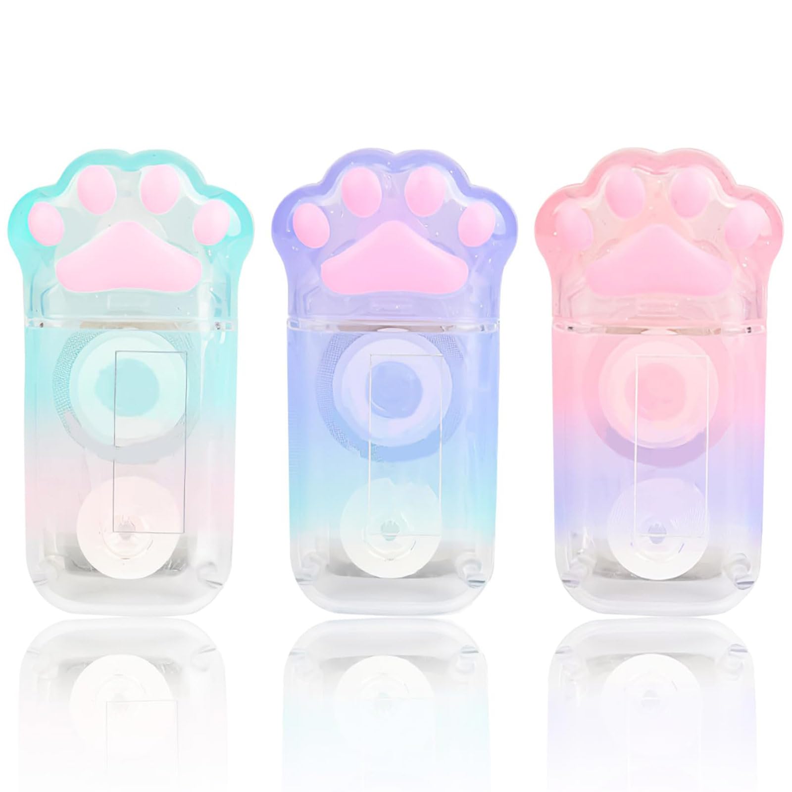 3 Pcs Cat Paw Correction Tape, Cute Correction Roller White Out Roller Portable Tape 6m x 5mm, cat stationery for Home Office Working and Students -Color