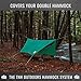 TNH Outdoors Hammock Fly Tarp 9 x 12 ft, Hexagonal Rain Fly or Lightweight Tent for Camping, Stronger Single Latch Aluminum Stakes, Ready for Double Hammocks & Storms