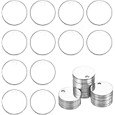 MECCANIXITY 50Pcs Stainless Steel Blank Stamping Tag Engraved Stainless Steel Round Charm Pendant with Holes 23mm/0.91" Silver for Pendant Bracelet Necklace Jewelry Making Earring