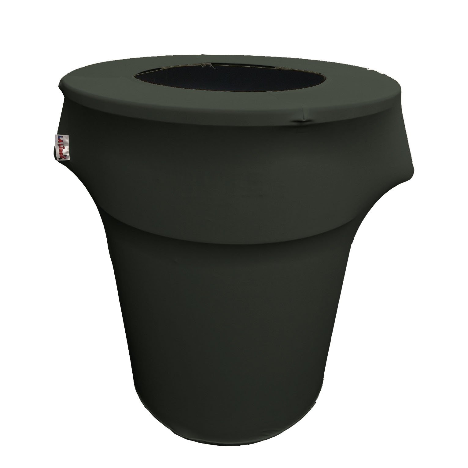 LA Linen Stretch Spandex Trash Can Cover 44-Gallon Round,Black, Microfiber Polyester, 66 x 81.28 x 0.05 cm