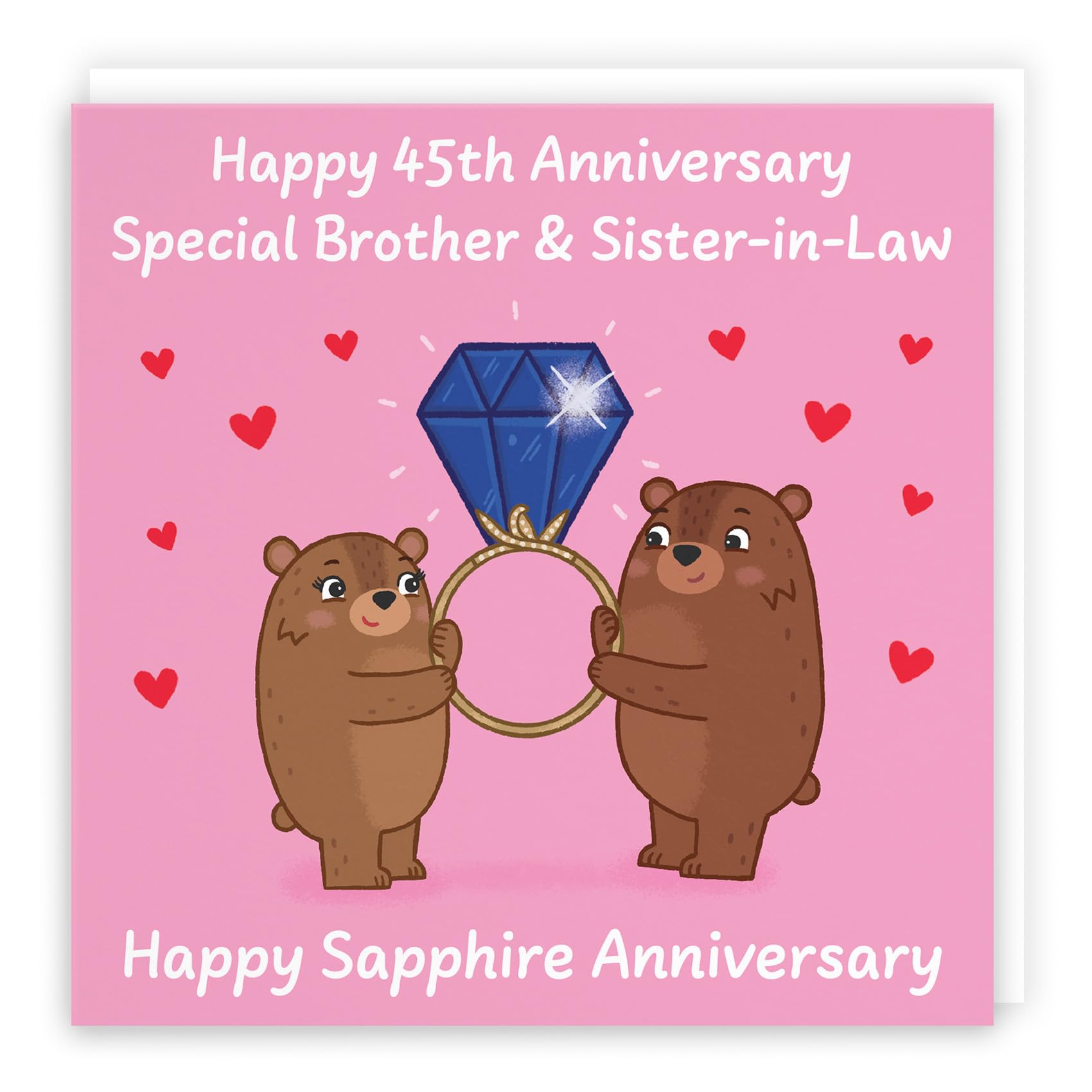 Hunts England - Brother And Sister In Law 45th Anniversary Card - Sapphire Anniversary - 45 Years - Cute Fun Bears Card For Brother & Sister-in-Law - Love Story Collection