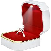 HONGYEXGCN Luxury Velvet Engagement Ring Box with LED Light - Wedding Ring Box for Proposal, Jewelry Gift Box, Ring Case, Travel Engagement Gift for Wedding Day Anniversary