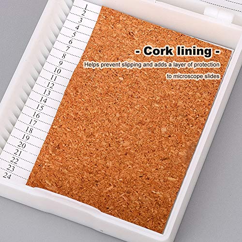 Slide Box, Plastic Cork Lined Microscope Slide Storage Box for 25 Slides