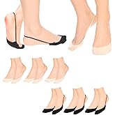 JIYIN 6 Pairs Toe Topper Socks for Women, Ultra Low Cut Liner Socks Women Ball of Foot Cushion Sock No Show Half Sock with Sling Back for Heels Dress Shoes