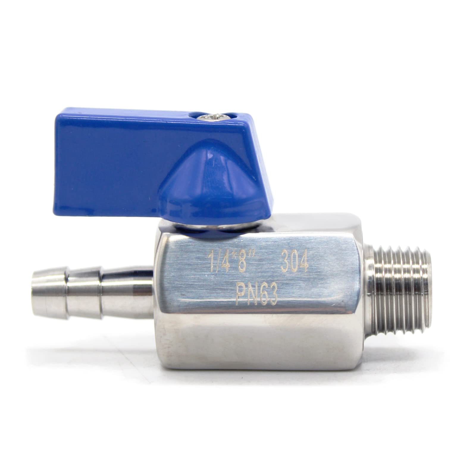QiiMii Stainless Steel 304 Mini Type Ball Valve BSP Male x Hose Adapter Ball Valve Male Adapter 1/4" x8mm