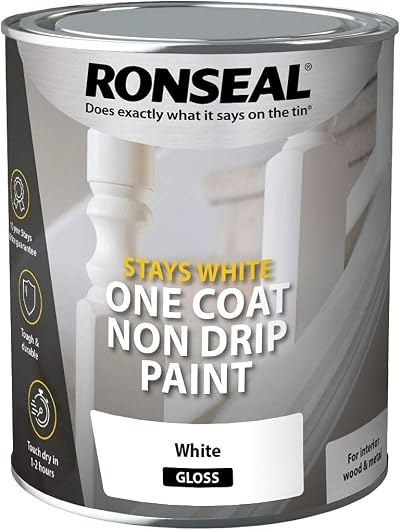 Ronseal One Coat Stays Gloss White Paint 750 ml