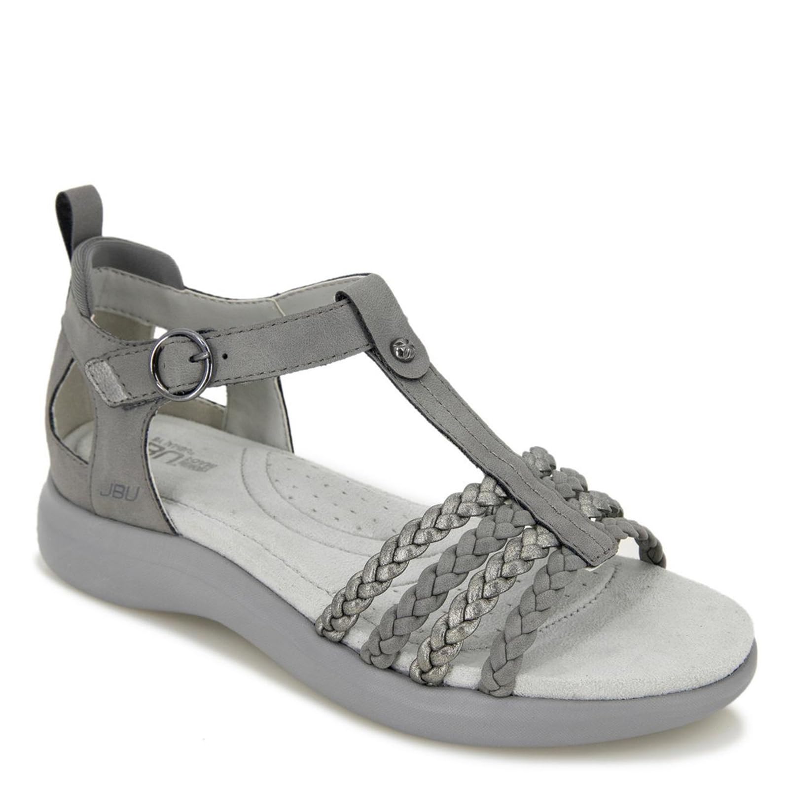 JBU by Jambu Women’s Prague Flat Sandal, Grey/Gunmetal, 10