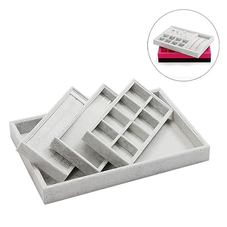 gossipboy Premium Abnehmbare großen Kapazität Samt Schmuck Tray Holder Display für Schublade, Schrank, Schreibtisch, Ohrring,