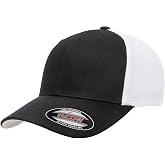 Flexfit 6511 Fitted Mid-Profile Stretchable Mesh Panels Trucker Cap | PU Spandex Blend, Hard Buckram Front, 6-Panel Design, Silver Underbill, Bulk Packs Available